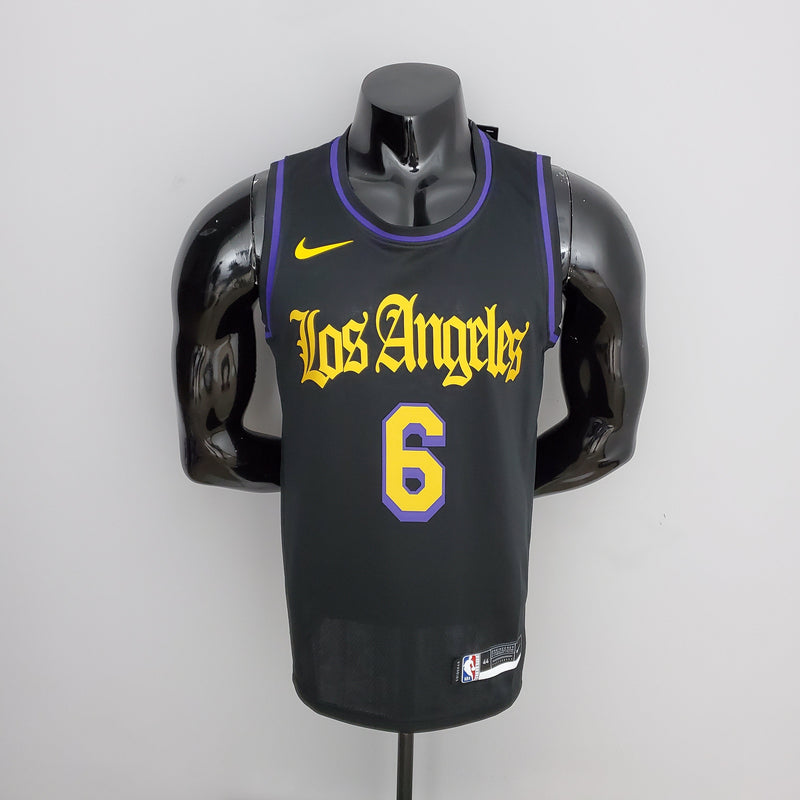 Camisa NBA Lakers #6 James Latin Black 75° Aniversário- 23/24